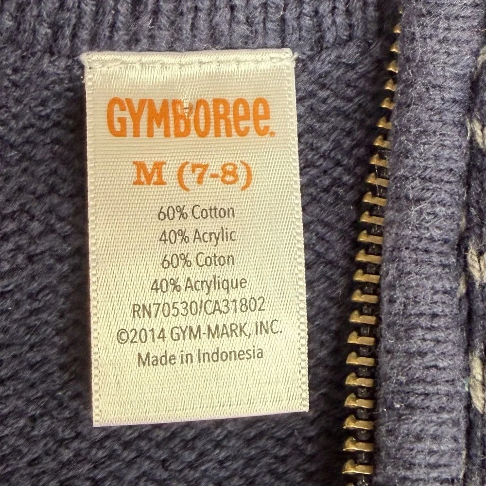 Gymboree Boys Holiday 1/4 Zip Sweater Sz Med 7-8 Navy Reindeer Fair Isle Knit